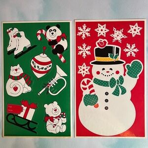 Vintage Hallmark 1984 Christmas Holiday X-Large Sticker Sheets 2 piece Lot RARE